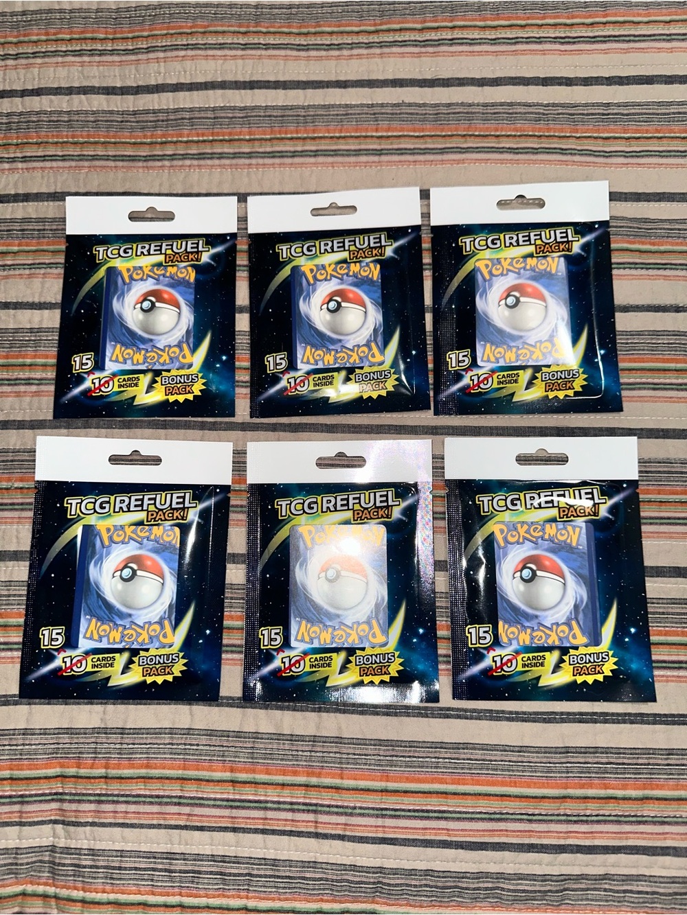 Pokemon TCG Refuel Pack Bonus 15 Authentic Cards in each pack (Set of 6 packs)